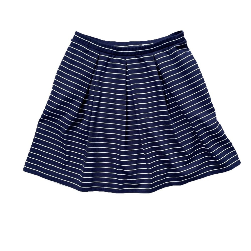 Women's Max Studio Pleated Mini Skirt, Elastic Waist, Blue & White Stripes, Sz S